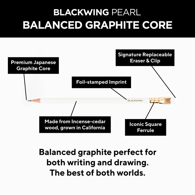 Alt view image 4 of 7 - Pearl Pencils, Balanced Japanese Graphite, White, 12 Count
