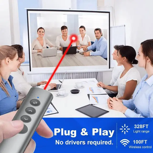 Alt view image 2 of 7 - Aluminum Alloy Presentation Clicker with Red Laser Pointer 2in1 USB/Type C Receiver Wireless Presenter Remote PowerPoint Clicker for Computer Laptop/PPT/Google Slides/Windows/Mac