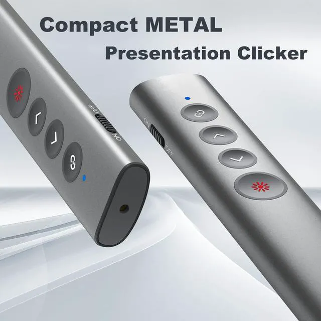 Alt view image 3 of 7 - Aluminum Alloy Presentation Clicker with Red Laser Pointer 2in1 USB/Type C Receiver Wireless Presenter Remote PowerPoint Clicker for Computer Laptop/PPT/Google Slides/Windows/Mac