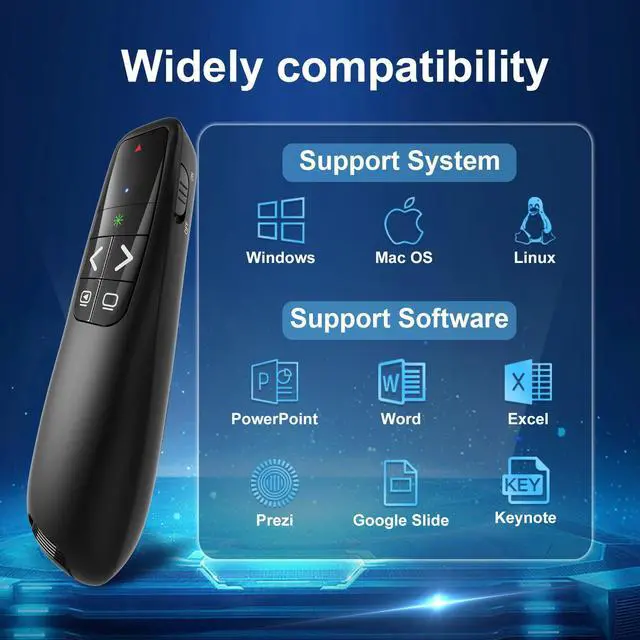 Alt view image 6 of 7 - Wireless Presentation Clicker Remote for PowerPoint, Presenter Ergonomic 2in1 USB/Type C Receiver PowerPoint Remote with Green Laser Pointer for Computer Laptop/PPT/Google Slides