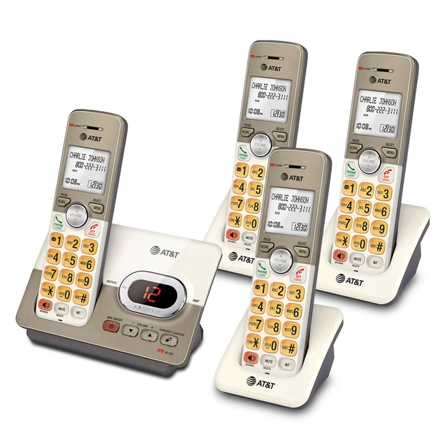 Alt view image 2 of 7 - EL52413 4-Handset Cordless Phone, Light Champagne Digital Answering System, Extra-Large Backlit Keys, Caller ID/Call Waiting, DECT 6.0, Speakerphone