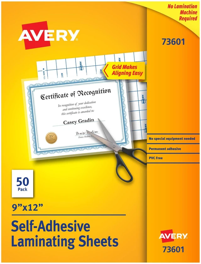 Main image of ® Clear Laminating Sheets, 9" x 12", Permanent Self-Adhesive, 50 Self-Laminating Sheets, Great for Protecting Documents, Photos, and Signs More (73601)