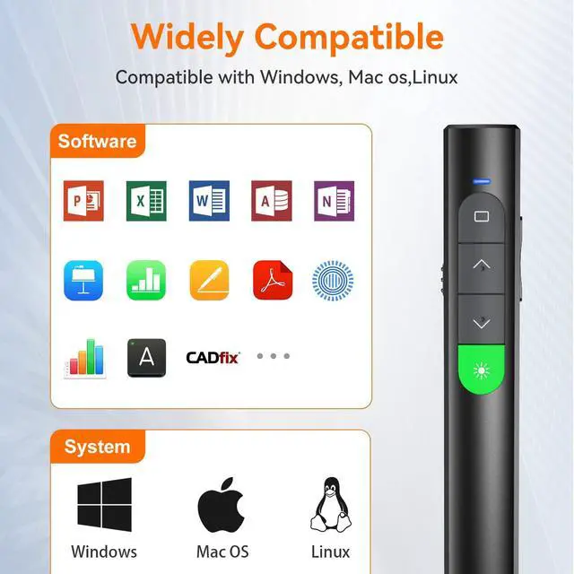 Alt view image 6 of 7 - Wireless Presentation Clicker PowerPoint Presenter Remote: Rechargeable Green Laser Pointer Clickers for Computer/Mac/PPT/Slideshow/Google Slide Advancer