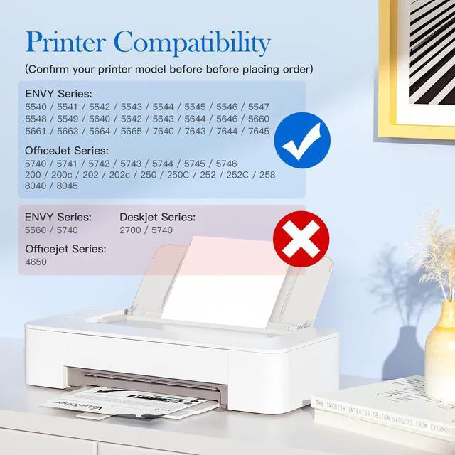 Alt view image 2 of 7 - 62XL Ink Cartridges for HP Ink 62 for HP 62XL Ink Cartridge Combo Pack Works with Envy 7640 7645 5660 5540 5640 7644 OfficeJet 5740 5741 8040 OfficeJet 200 250 258 Series (2-Pack, 1 Black 1 Color)