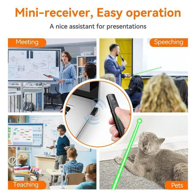 Alt view image 7 of 7 - Wireless Presentation Clicker PowerPoint Presenter Remote: Rechargeable Green Laser Pointer Clickers for Computer/Mac/PPT/Slideshow/Google Slide Advancer