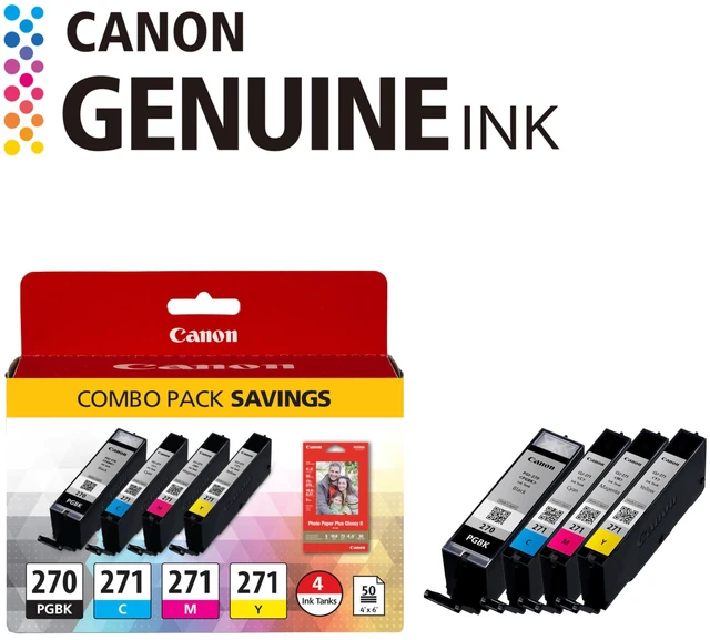 Alt view image 2 of 7 - PGI-270/CLI-271 Genuine Photo Paper Combo Pack, Compatible with MG6820, MG6821, MG6822, MG5720, MG5721, MG5722, MG7720, TS5020, TS6020, TS8020, and TS9020 (Optional) Printers