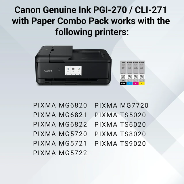 Alt view image 6 of 7 - PGI-270/CLI-271 Genuine Photo Paper Combo Pack, Compatible with MG6820, MG6821, MG6822, MG5720, MG5721, MG5722, MG7720, TS5020, TS6020, TS8020, and TS9020 (Optional) Printers