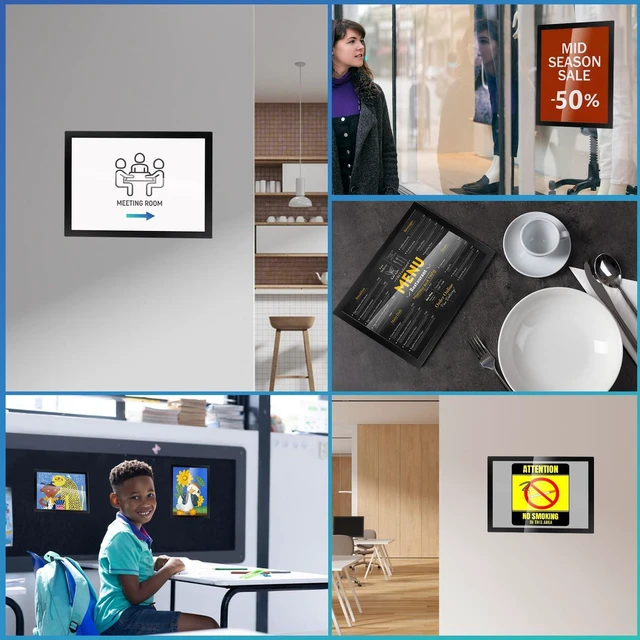 Alt view image 5 of 6 - 50 Pack Magnetic Sign Holder 8.5 x 11, Magnetic Paper Holder Magnetic Self-Adhesive Document Holder, Clear PVC Poster Frame for Wall, Window, Office and Classroom