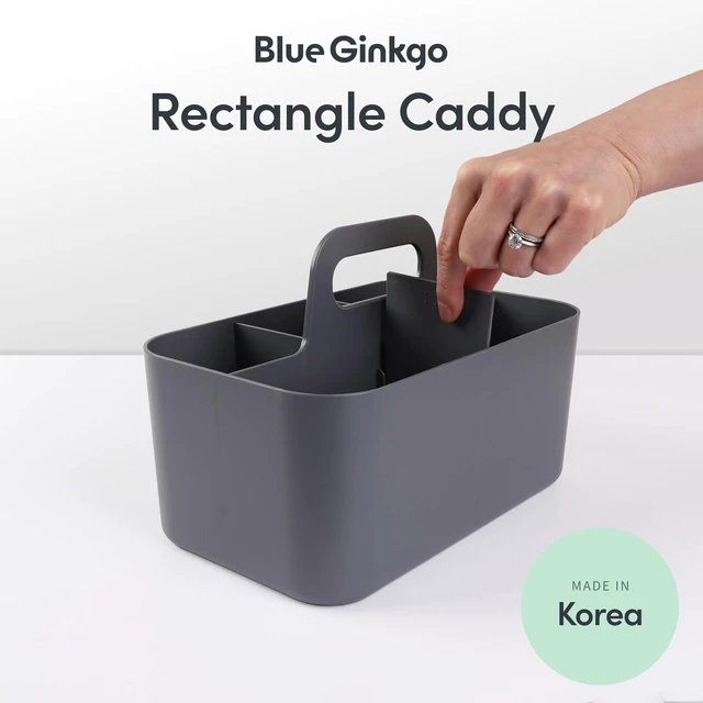 Alt view image 2 of 7 - Stackable Organizer Caddy, Rectangle, Dark Grey, Made in Korea Portable. Adjustable. Home, Office & School Storage
