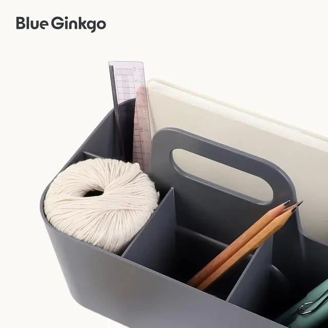 Alt view image 7 of 7 - Stackable Organizer Caddy, Rectangle, Dark Grey, Made in Korea Portable. Adjustable. Home, Office & School Storage