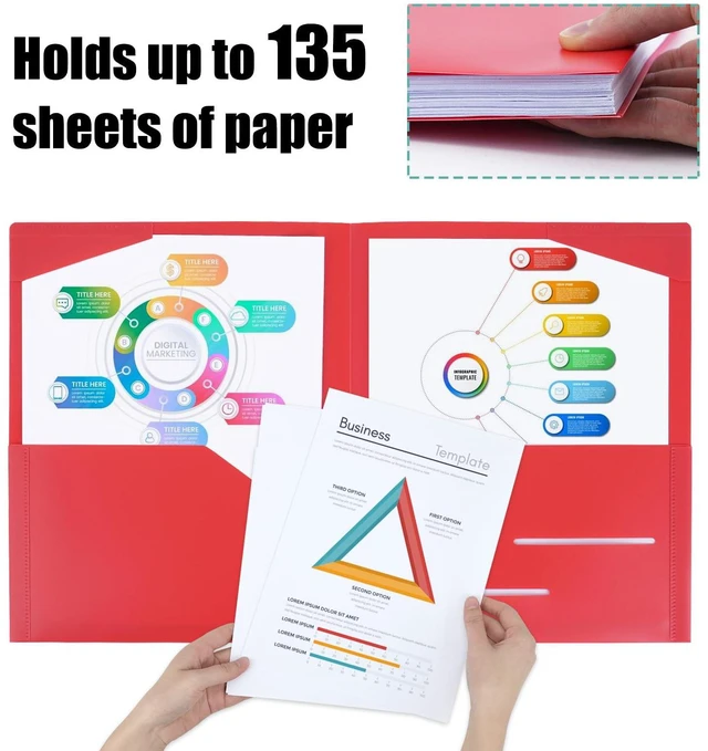 Alt view image 3 of 7 - 100pcs Plastic Folders with Pockets, Heavy Duty Pocket Folders with 4 Pockets for Office and School, Letter Size, 10 Assorted Colors