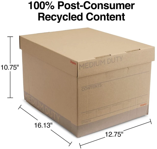 Alt view image 6 of 7 - Medium Duty 100% Recycled Storage Boxes Letter/Legal Size 12/Pack Eco-friendly stackable boxes for document storage in offices