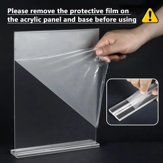 Alt view image 2 of 7 - Acrylic Sign Holder 8.5" x 11" Double Sided Acrylic Stand, 6 Pack Clear Acrylic, Double-Sided Display, Stable Tabletop Stand, Quick Paper Replacement, Fits Menus, Signs, Notices, Photos