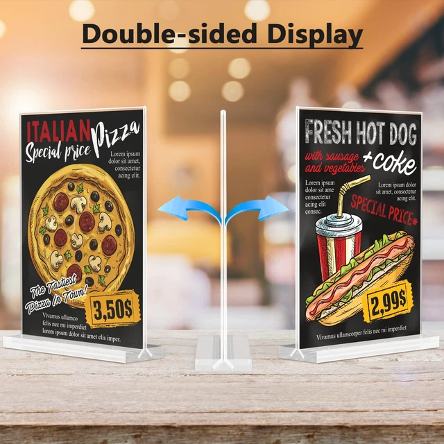 Alt view image 3 of 7 - Acrylic Sign Holder 8.5" x 11" Double Sided Display Stand, 18 Pack Clear Acrylic, Double-Sided Display, Stable Tabletop Stand, Quick Paper Replacement, Fits Menus, Signs, Notices, Photos