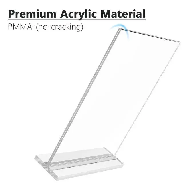 Alt view image 3 of 7 - Acrylic Sign Holder 8.5" x 11" Double Sided Acrylic Stand, 6 Pack Clear Acrylic, Double-Sided Display, Stable Tabletop Stand, Quick Paper Replacement, Fits Menus, Signs, Notices, Photos