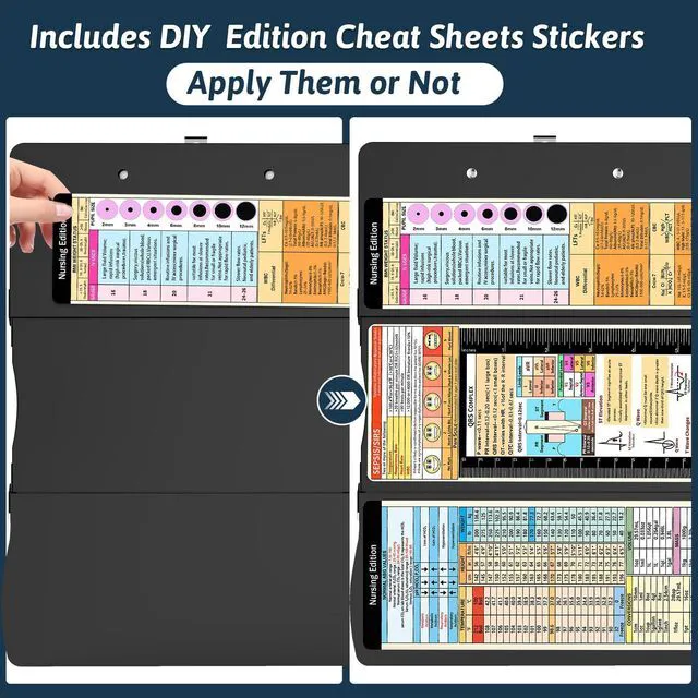 Alt view image 2 of 7 - Nursing Clipboard Foldable DIY Edition Medical Cheat Sheets Aluminum 3 Layers Foldable Clipboards Pocket Size Profile Clip Nurse Clipboards Notepad for Nurses Students, Teachers, Coaches