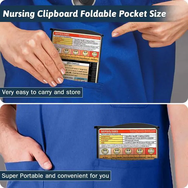 Alt view image 3 of 7 - Nursing Clipboard Foldable DIY Edition Medical Cheat Sheets Aluminum 3 Layers Foldable Clipboards Pocket Size Profile Clip Nurse Clipboards Notepad for Nurses Students, Teachers, Coaches