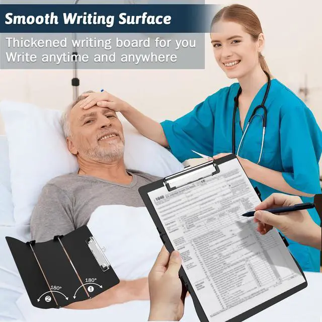 Alt view image 4 of 7 - Nursing Clipboard Foldable DIY Edition Medical Cheat Sheets Aluminum 3 Layers Foldable Clipboards Pocket Size Profile Clip Nurse Clipboards Notepad for Nurses Students, Teachers, Coaches