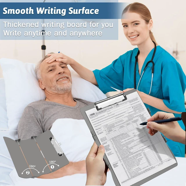Alt view image 4 of 7 - Nursing Clipboard Foldable DIY Edition Medical Cheat Sheets Aluminum 3 Layers Foldable Clipboards Pocket Size Profile Clip Nurse Clipboards Notepad for Nurses Students, Teachers, Coaches