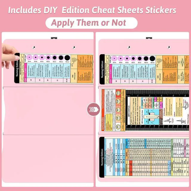 Alt view image 2 of 7 - Nursing Clipboard Foldable DIY Edition Medical Cheat Sheets Aluminum 3 Layers Foldable Clipboards Pocket Size Profile Clip Nurse Clipboards Notepad for Nurses Students, Teachers, Coaches