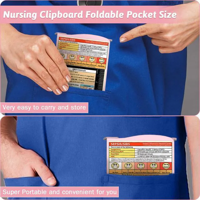 Alt view image 2 of 7 - Nursing Clipboard Foldable Clipboard Medical: Edition Cheat Sheets Aluminum 3 Layers Foldable Clipboards Nursing Pocket Size Profile Clip Nurse Clipboards Notepad for Nurses Students and Doctors