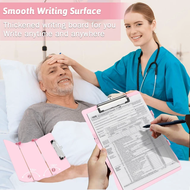 Alt view image 4 of 7 - Nursing Clipboard Foldable DIY Edition Medical Cheat Sheets Aluminum 3 Layers Foldable Clipboards Pocket Size Profile Clip Nurse Clipboards Notepad for Nurses Students, Teachers, Coaches
