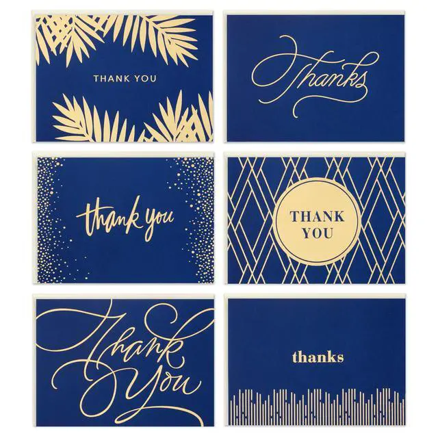Alt view image 4 of 7 - Bulk Thank You Cards with Envelopes, 120-Pack (Gold and Navy)