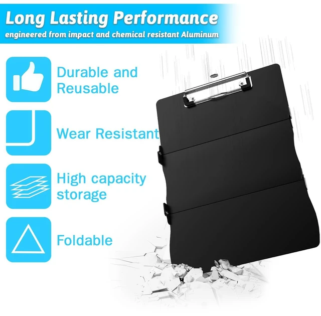 Alt view image 6 of 7 - Clipboard Foldable Without Edition Cheat Sheets Aluminum 3 Layers Foldable Clipboards Pocket Size Profile Clip Clipboards Notepad for Students, Nurses,Contractor Trucker Driver