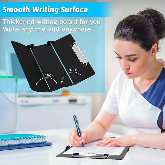 Alt view image 5 of 7 - Clipboard Foldable Without Edition Cheat Sheets Aluminum 3 Layers Foldable Clipboards Pocket Size Profile Clip Clipboards Notepad for Students, Nurses,Contractor Trucker Driver
