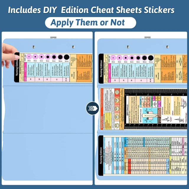 Alt view image 2 of 7 - Nursing Clipboard Foldable DIY Edition Medical Cheat Sheets Aluminum 3 Layers Foldable Clipboards Pocket Size Profile Clip Nurse Clipboards Notepad for Nurses Students, Teachers, Coaches