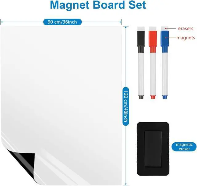 Alt view image 5 of 7 - Large Magnetic Fridge Whiteboard: Keep Every Family to-Do List Clear Supports Whole-Family Planning, 48" x 36" Reusable Dry Erase Surface, Weekly Menus, Schedules, Easy to Write & Clean