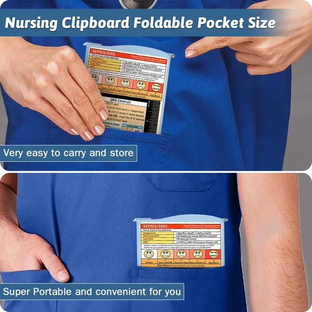 Alt view image 3 of 7 - Nursing Clipboard Foldable DIY Edition Medical Cheat Sheets Aluminum 3 Layers Foldable Clipboards Pocket Size Profile Clip Nurse Clipboards Notepad for Nurses Students, Teachers, Coaches