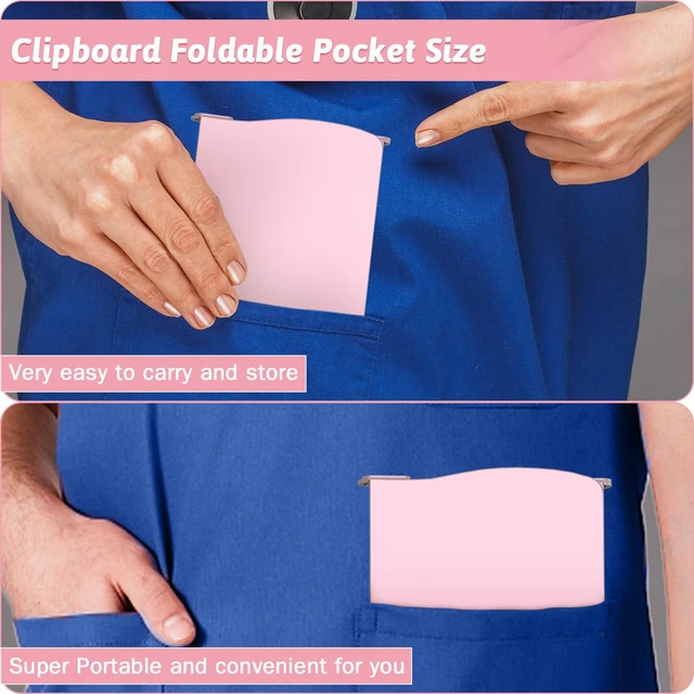 Alt view image 2 of 7 - Clipboard Foldable Without Edition Cheat Sheets Aluminum 3 Layers Foldable Clipboards Pocket Size Profile Clip Clipboards Notepad for Students, Nurses,Contractor Trucker Driver