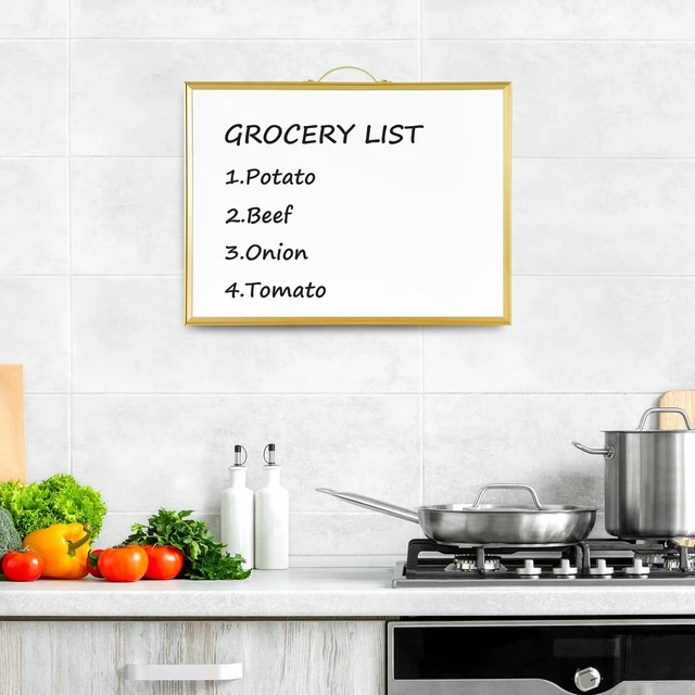 Alt view image 6 of 7 - White Board Calendar - 12 X 16 Inches Magnetic Dry Erase Board Monthly Calendar, Double Sided Whiteboard with a Handle, to Do List Notepad for Office, Home, School, Gold Aluminum Frame