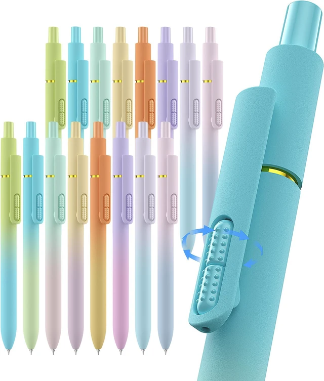 Main image of 16 Pcs Gel Pens-Black Ink, Fine Point(0.5mm),with Fidget Clip Quick-Drying,Stress Relief, Smooth Writing,School and Office Supplies