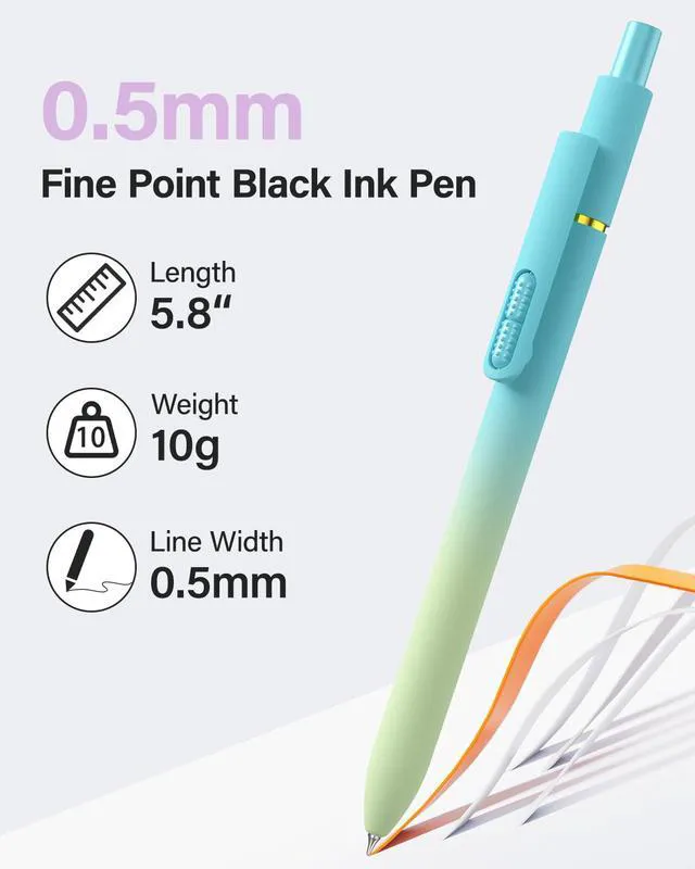 Alt view image 7 of 7 - 16 Pcs Gel Pens-Black Ink, Fine Point(0.5mm),with Fidget Clip Quick-Drying,Stress Relief, Smooth Writing,School and Office Supplies