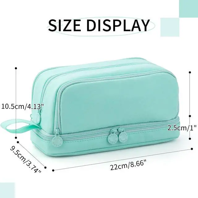 Alt view image 5 of 6 - Large Capacity Pen Pencil Case with 4 Compartments Multi-Slot Pencil Pouch Bag Aesthetic School Supplies Organizer for Teens Adults (Mint Green)