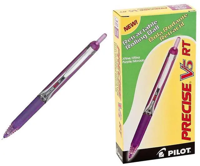Alt view image 2 of 4 - Precise V5 RT Refillable Rollerball Pens, Purple, Pack of 12