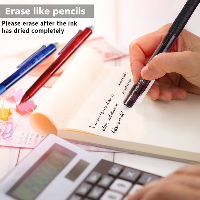 Alt view image 4 of 7 - Erasable Gel Pens, 15 Pack Retractable Erasable Pens Clicker, Fine Point, Make Mistakes Disappear, 11 Black 2 Blue 2 Red Inks for School & Office