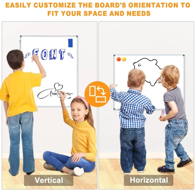 Alt view image 5 of 7 - White Board Dry Erase Whiteboard for Wall 24x18 (3pcs) Magnetic Boards for Office Classroom & Home, Small Wall Whiteboard Including 6 Markers, 10 Magnets, 2 Erasers & 15 Adhesive Hooks