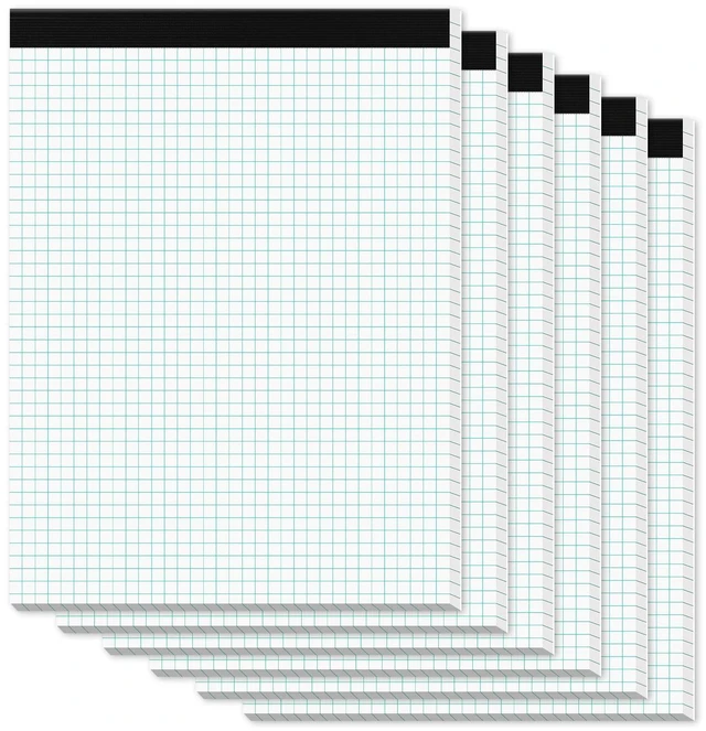 Main image of 6 Pack Graph Paper Pads 8.5 x 11, 4x4 Blue Quad Grid Paper Pad 8.5 x 11 White Quadrille Pad 8-1/2" x 11", Easy Tears Off, Grid Notebook 8.5 x 11, White 70 GSM Graft Paper, 30 Sheets/Pad