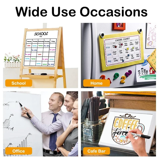 Alt view image 3 of 7 - Wet Erase Markers, 30 Pack Black 1mm Fine Tip Smudge-Free Markers, Use on Laminated Calendars,Overhead Projectors,Schedules,Whiteboards,Transparencies,Glass,Wipe with Water