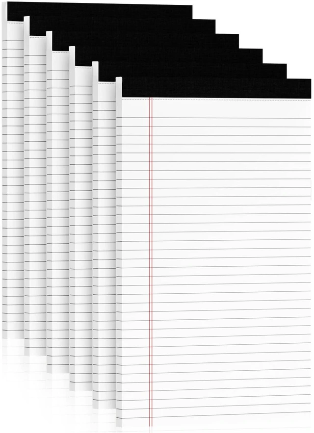Main image of White Legal Pads 8.5x14, 6 Pack Wide Ruled Legal Notepads, White Note Pads 8.5 x 14 Writing Pads, Notebook Paper 8.5x14, Lined Tablets Notebook Pads of Paper, 70 GSM White Paper, 30 Sheets/Pad
