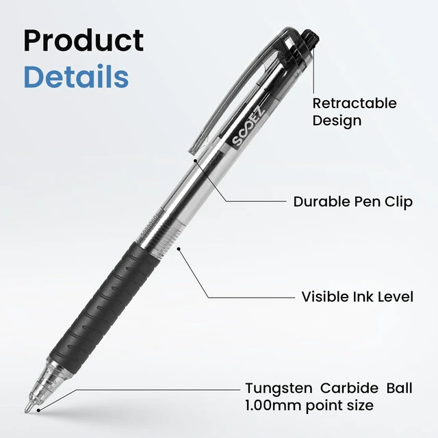 Alt view image 6 of 7 - 60 Pack Bulk Pens Ballpoint, Smooth Writing Pens with Soft Grip Retractable Blue Ink Pens, Medium Point 1.0mm Pen for Journaling, Ballpoint Pen Office Supplies
