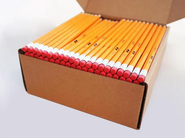 Alt view image 3 of 4 - #2 HB Pencils, 360 Count Pre-Sharpened Bulk Pencil,with Top Erasers, Yellow Wood-Cased, For Classroom, Scorekeeping, Church Pews & Back to School