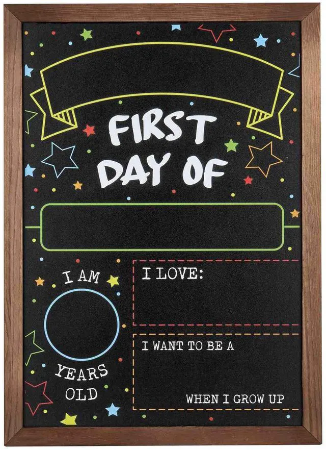 Main image of First Day Last Day of School Chalkboard - Sign with Frame - 14" x 10" For Use With Chalk
