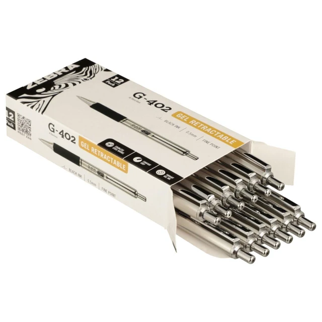 Alt view image 3 of 7 - STEEL G-402 Retractable Gel Pen, Black Ink, 0.5mm, 12-Pack Stainless Steel Weighted Barrel, Comfort Grip, Easy-Glide Smooth, Skipless Ink, Fine Point, School & Office Supplies (49210)