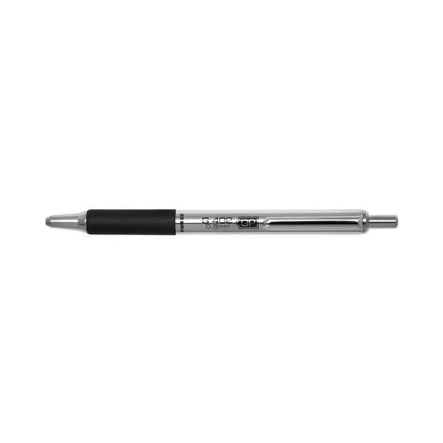 Alt view image 4 of 7 - STEEL G-402 Retractable Gel Pen, Black Ink, 0.5mm, 12-Pack Stainless Steel Weighted Barrel, Comfort Grip, Easy-Glide Smooth, Skipless Ink, Fine Point, School & Office Supplies (49210)