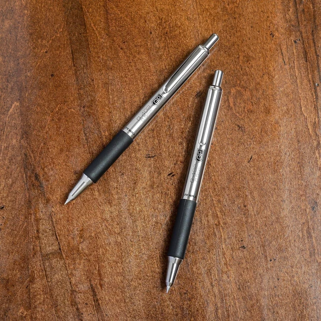 Alt view image 6 of 6 - STEEL G-402 Retractable Gel Pen, Black/Blue Ink, 0.5mm, 4-Pack Stainless Steel Weighted Barrel, Comfort Grip, Easy-Glide Smooth, Skipless Ink, Fine Point, School & Office Supplies (50072)