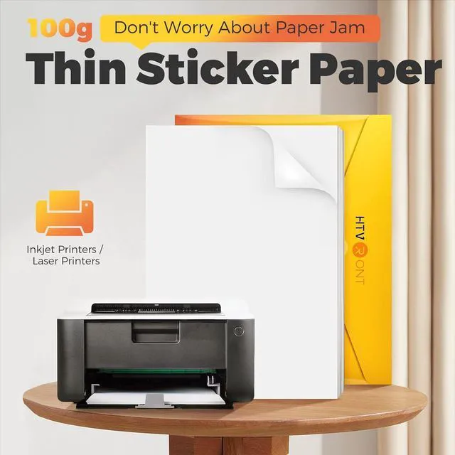 Alt view image 3 of 7 - Printable Vinyl Sticker Paper, 30 Sheets, Matte White, 8.5"x11" Easy to Use & Peel Off, Anti-Curl & Jam-Free Design, Fast Dry, Great Stickiness, Tear Resistant, For Inkjet Printer
